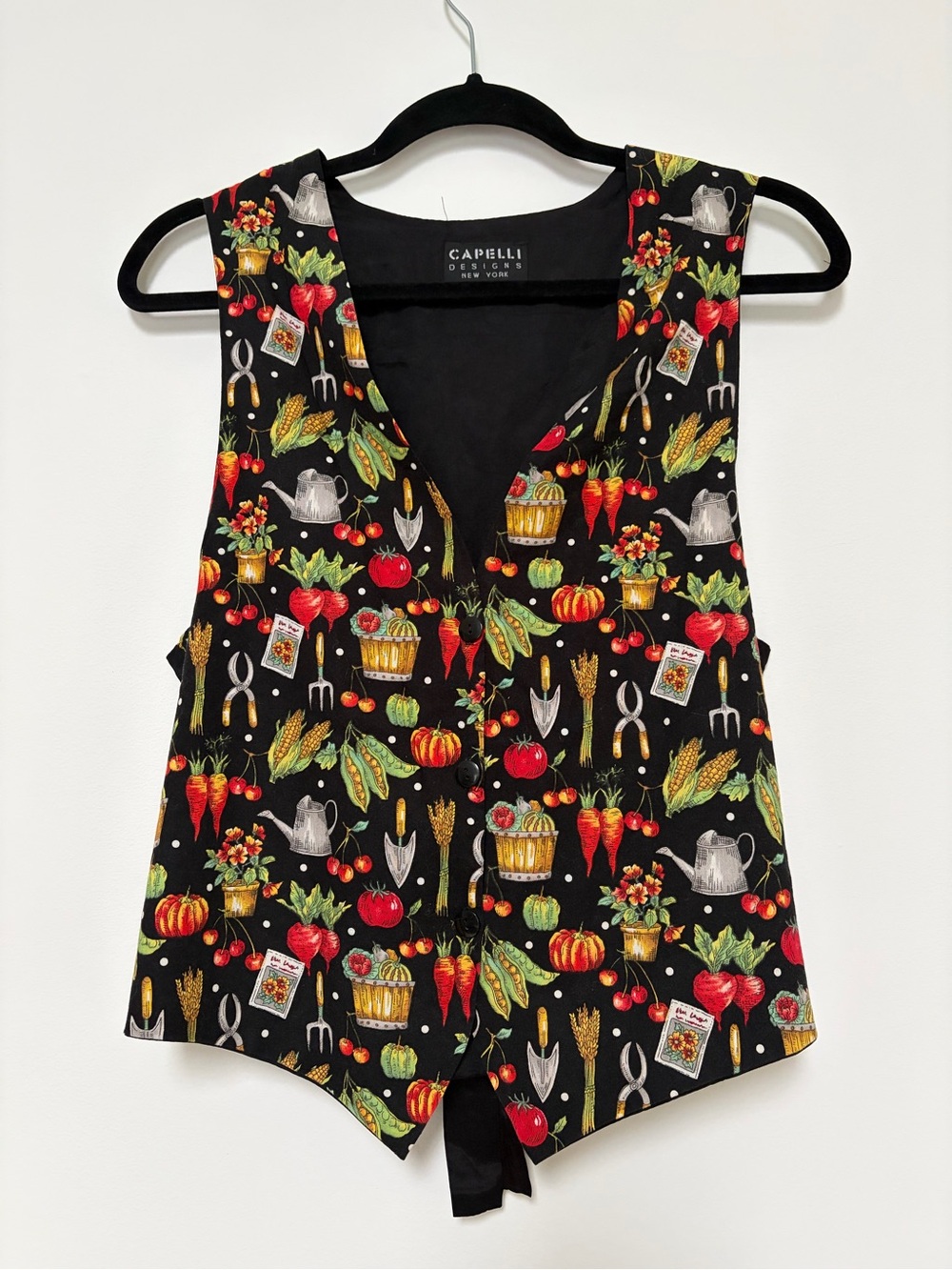 Capelli Designs novelty print vest vegetables gardening One Size Black